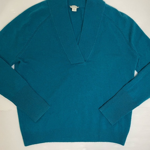 Sundance Catalog Fjordblue V Neck “Zadie Cashmere Sweater” Size XS $131 - Picture 1 of 7